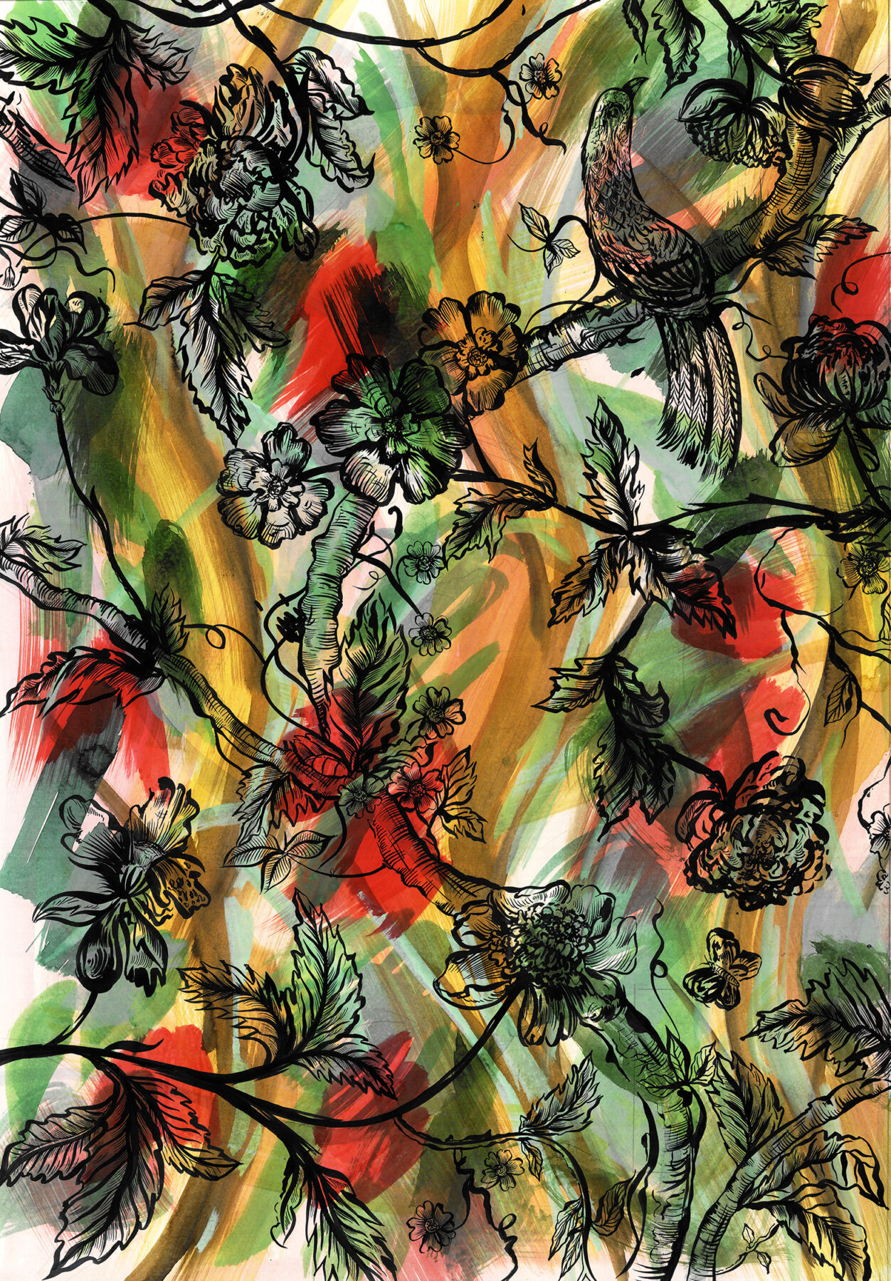 Camille Lavaud, Tapisseriemauriacienne2020"
40 X 60 cm / encres acryliques sur papier / 2020