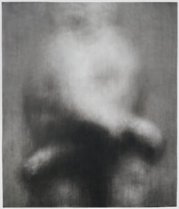 Guy Obserson, The Mummified Lovers (To Robert M.), 2020, pierre noire sur papier, 142 x 122 cm. ©G.Oberson