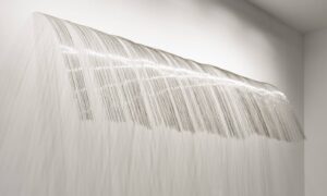 Gaëlle Chotard, Sans Titre, 2018, corde de piano, 65 x 300 x 49 cm