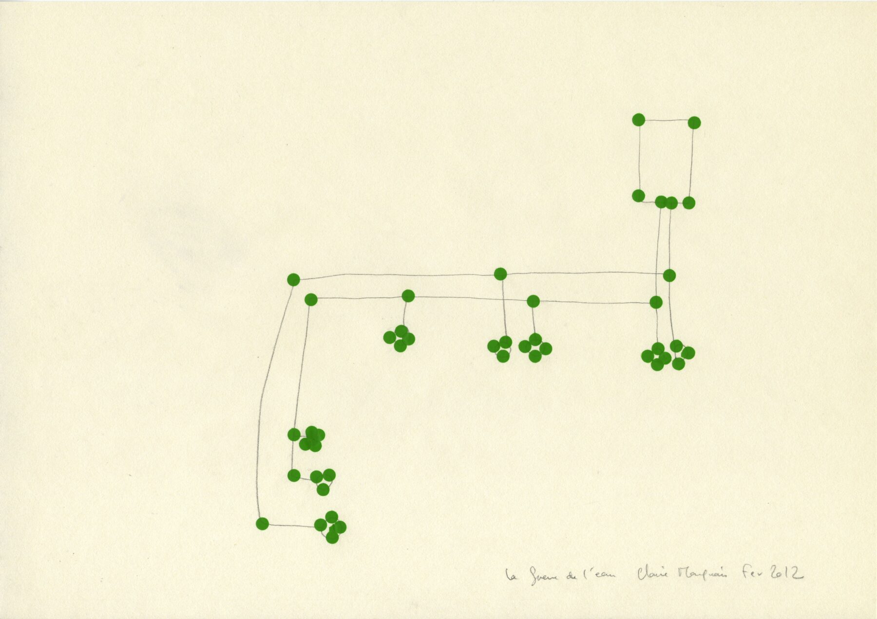Claire Maugeais, La guerre de eau n°13, 2012, 30 x 42 cm, adhésif, crayon sur papier