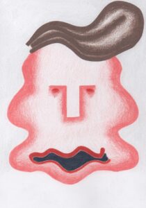 Chloé Dugit-Gros, Fatman, 2021, crayon de couleur sur papier, 21 x 29,7 cm