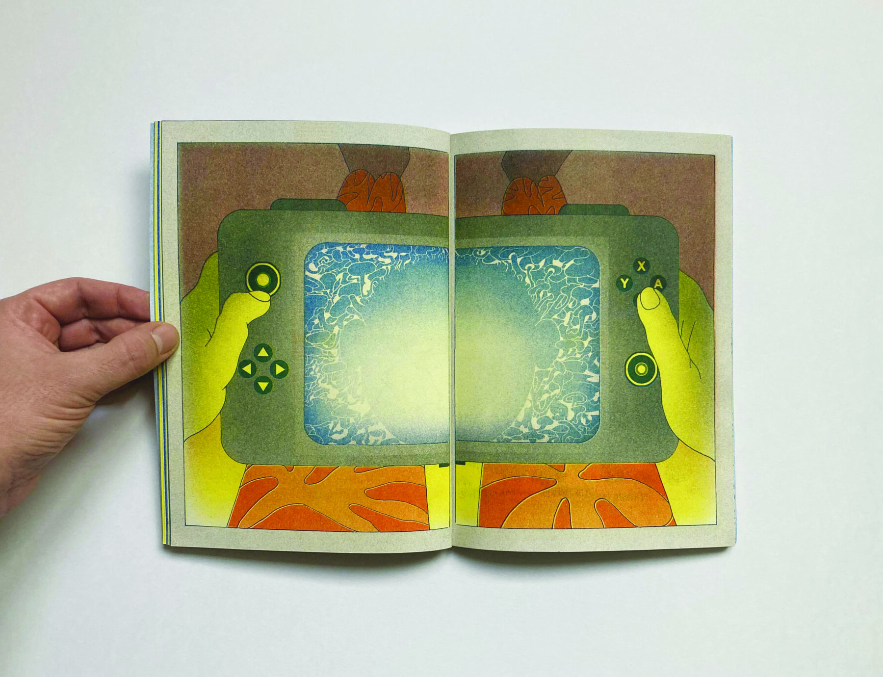 Gaspard Laurent, Bonsoir Fortnite p.18-19, 2020, Bande-dessinée risographiée, 17x23cm