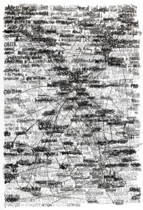 Thibault Scemama de Gialluly, Broad army direction (political party rulling at U.N.), 70x100, encre sur papier, 2015
