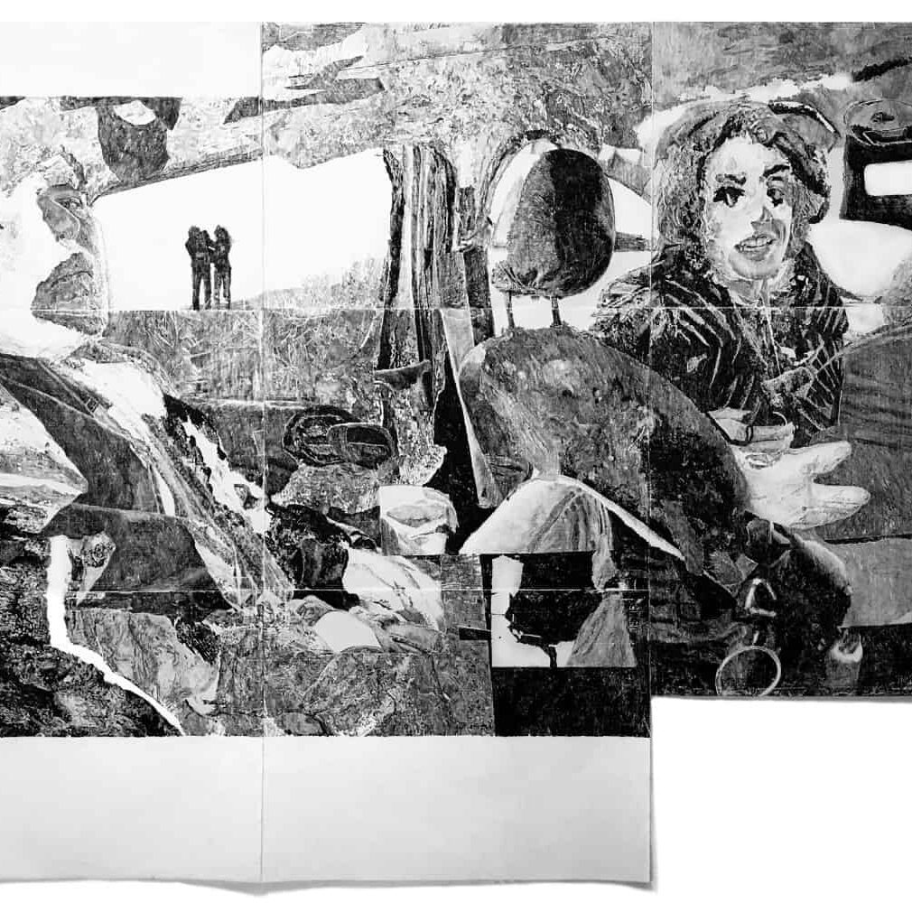 « True crime #3 », 2022, oil ink, glycerin on paper Ingres paper, 194 x 144 cm