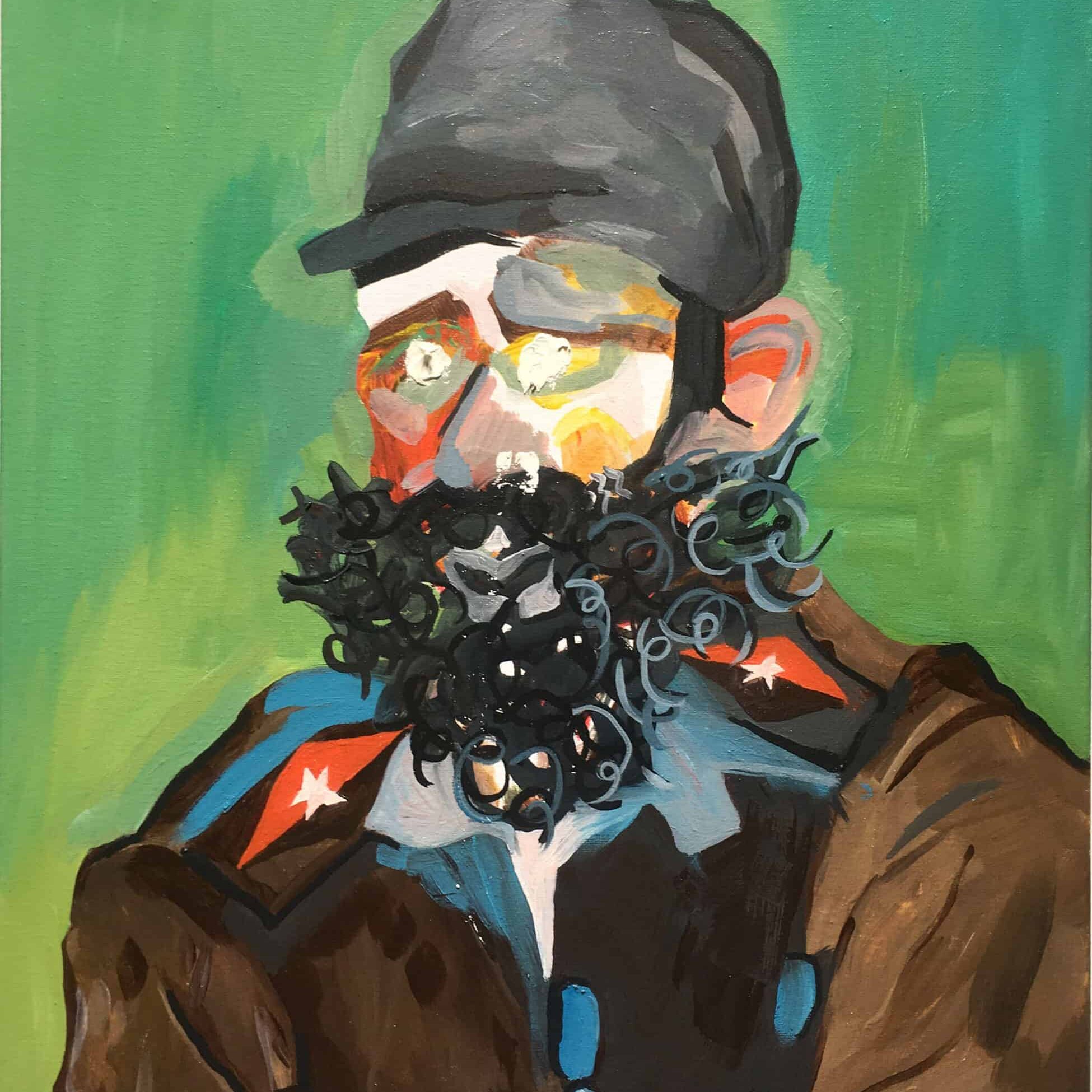 Thibault Scemama de Gialluly, Fidel Gastro, 50x60 cm, huile sur toile, 2016
